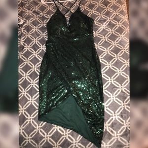 Sequin Green Side Slip Dress